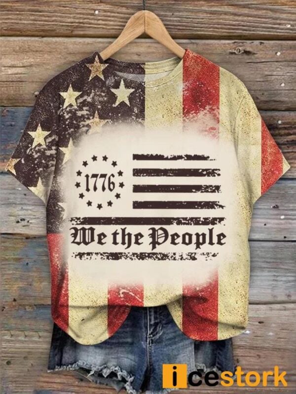 Women’s Independence Day We The People 1776 America Flag T-Shirt