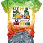 Women’s Steppin Into Juneteenth Bleach Print Shirt