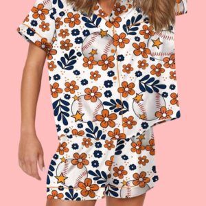 Baseball Floral In Houston Pajama Set