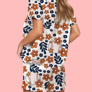 Baseball Floral In Houston Pajama Set