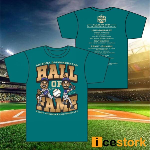 Luis Gonzalez Randy Johnson D-backs Hall of Fame Shirt 2024 Giveaway