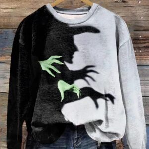 Women's Halloween Witch Shadow Print Casual Shirt