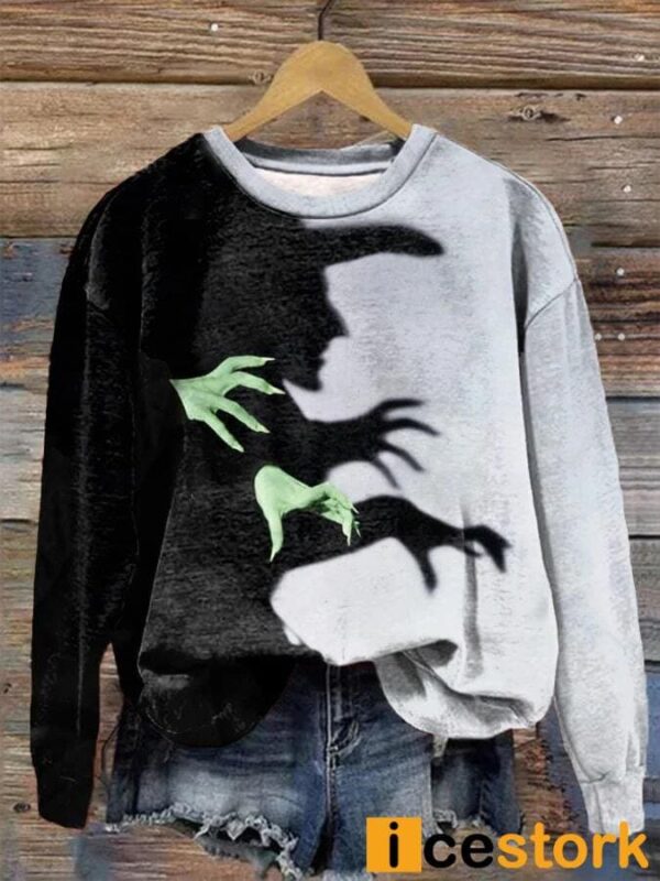 Women’s Halloween Witch Shadow Print Casual Shirt