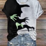 Women’s Halloween Witch Shadow Print Casual Shirt